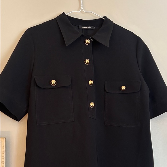Editions de Robes Black Dress Button-Down Size 12 - Picture 3 of 5